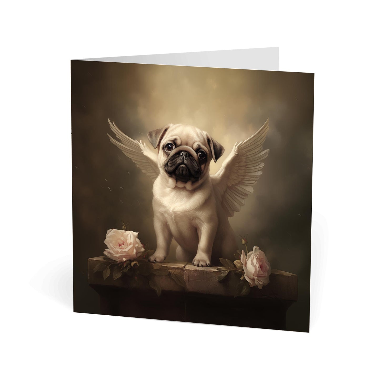 One of Flynn's 'Guardian Angel Dog' greeting card designs. Each card comes with an envelope. Detail.