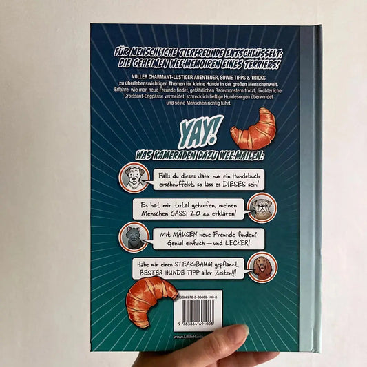 Die große Welt des kleinen Huntermann - Premium Hardcover mit Schwarz-Weiß-Druck auf weißem Papier - Rückseite auf hellem Hintergrund