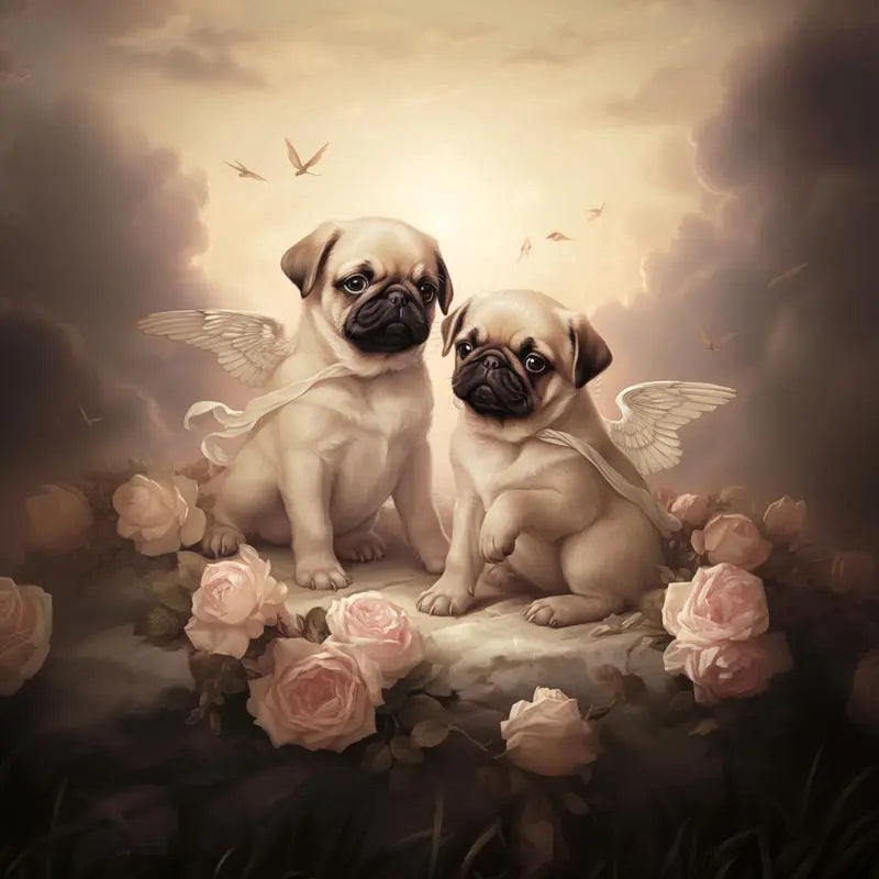 One of Flynn's 'Guardian Angel Dog' greeting card designs. Each card comes with an envelope. Detail.