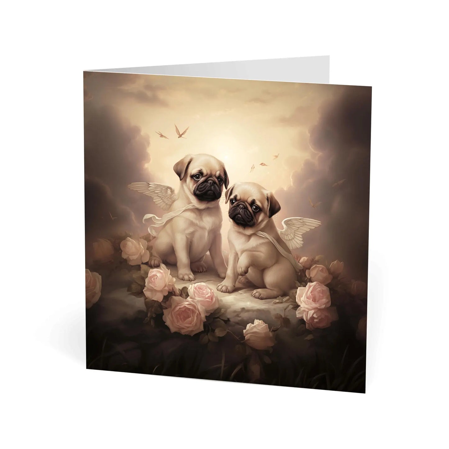 One of Flynn's 'Guardian Angel Dog' greeting card designs. Each card comes with an envelope. Detail.