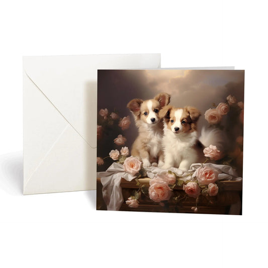 One of Flynn's 'Matchmaker Dog' greeting card designs. Each card comes with an envelope. Detail.