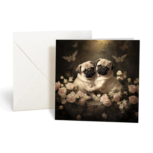 One of Flynn's 'Matchmaker Dog' greeting card designs. Each card comes with an envelope. Detail.