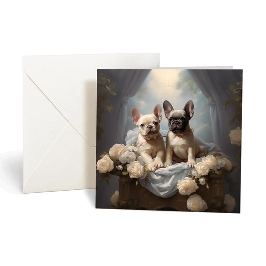 One of Flynn's 'Matchmaker Dog' greeting card designs. Each card comes with an envelope. Detail.