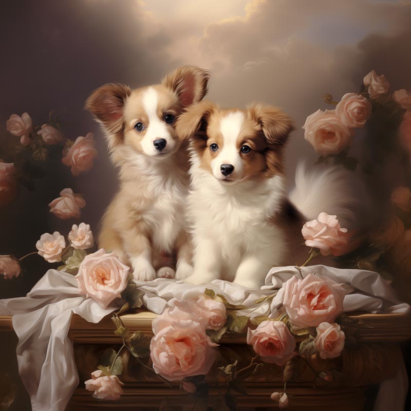 One of Flynn's 'Matchmaker Dog' greeting card designs. Each card comes with an envelope. Detail.