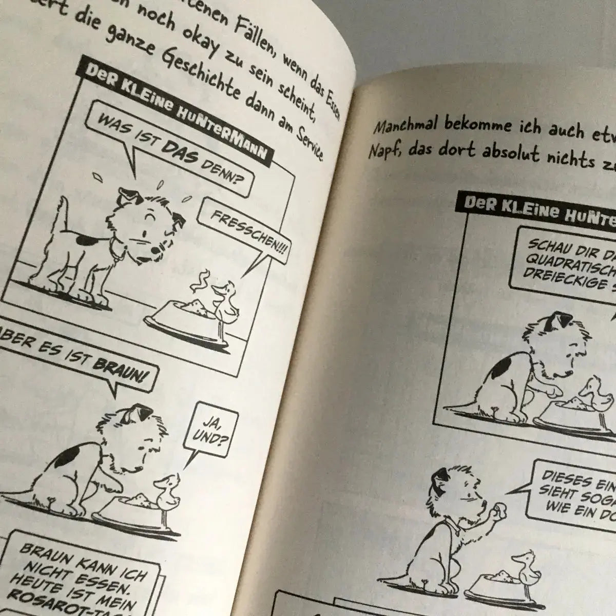 Die große Welt des kleinen Huntermann, die lustigen Hundememoiren eines kleinen Terriers, von Hunter Lassal. Standardausgabe mit Schwarz-Weiß-Druck auf cremefarbenem Papier - Innenansicht