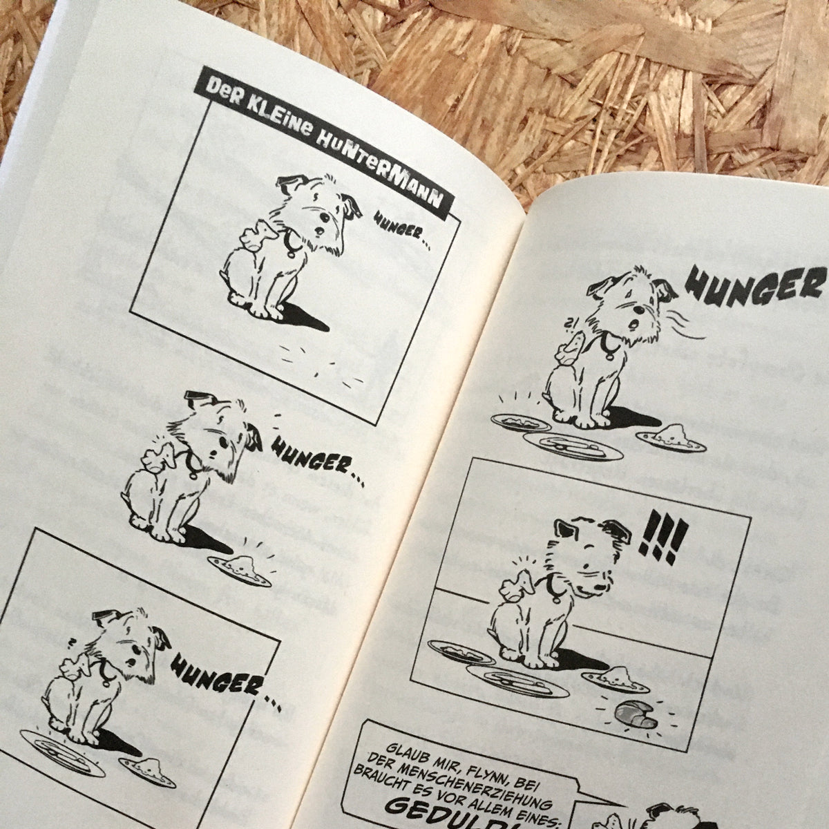 Die große Welt des kleinen Huntermann, die lustigen Hundememoiren eines kleinen Terriers, von Hunter Lassal. Standardausgabe mit Schwarz-Weiß-Druck auf cremefarbenem Papier - Innenansicht