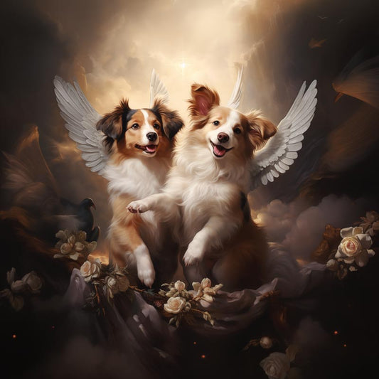 One of Flynn's 'Guardian Angel Dog' greeting card designs. Each card comes with an envelope.
