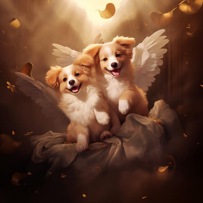 One of Flynn's 'Guardian Angel Dog' greeting card designs. Each card comes with an envelope.