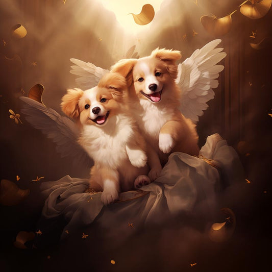 One of Flynn's 'Guardian Angel Dog' greeting card designs. Each card comes with an envelope.