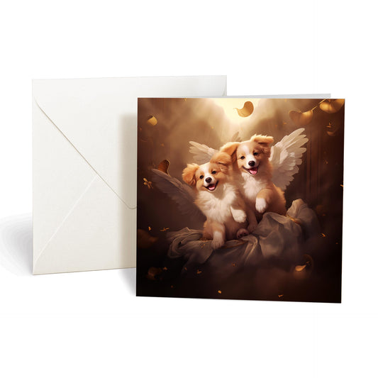 One of Flynn's 'Guardian Angel Dog' greeting card designs. Each card comes with an envelope.