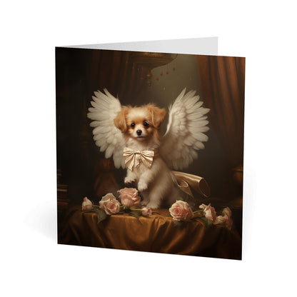 One of Flynn's 'Guardian Angel Dog' greeting card designs. Each card comes with an envelope. Detail.