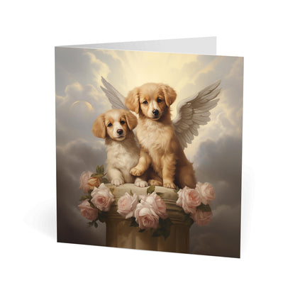 One of Flynn's 'Guardian Angel Dog' greeting card designs. Each card comes with an envelope. Detail.