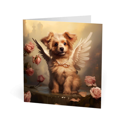 One of Flynn's 'Guardian Angel Dog' greeting card designs. Each card comes with an envelope. Detail.
