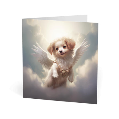 One of Flynn's 'Guardian Angel Dog' greeting card designs. Each card comes with an envelope. Detail.