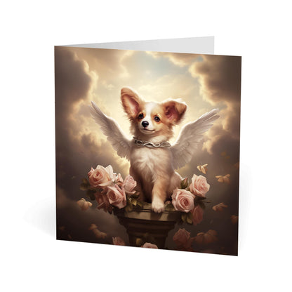 One of Flynn's 'Guardian Angel Dog' greeting card designs. Each card comes with an envelope. Detail.