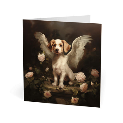 One of Flynn's 'Guardian Angel Dog' greeting card designs. Each card comes with an envelope. Detail.