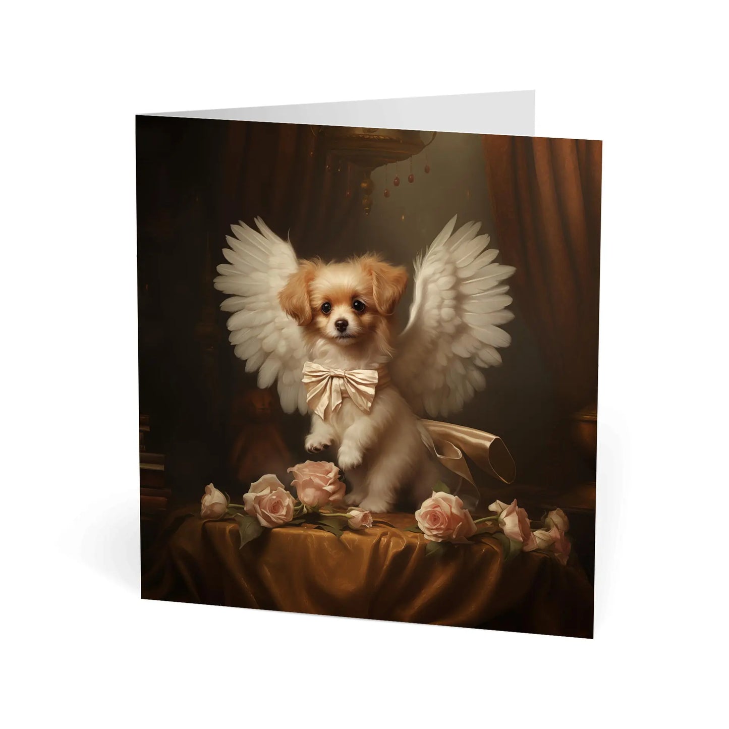 One of Flynn's 'Guardian Angel Dog' greeting card designs. Each card comes with an envelope. Detail.