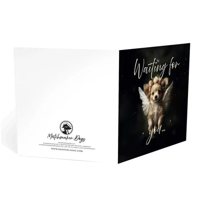 One of Flynn's 'Guardian Angel Dog' greeting card designs. Each card comes with an envelope. Detail.