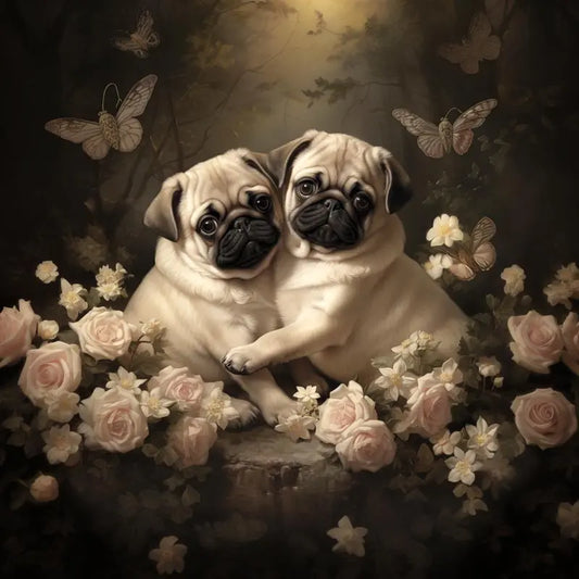 One of Flynn's 'Matchmaker Dog' greeting card designs. Each card comes with an envelope. Detail.