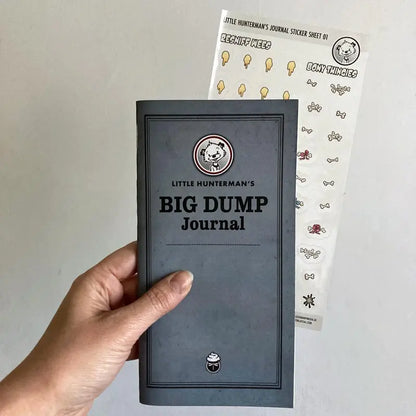 The sticker sheets are sized to fit inside the Little Hunterman Big Dump Journals by being slightly smaller.