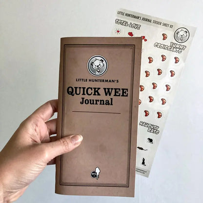 The sticker sheets are sized to fit inside the Little Hunterman Quick Wee Journals by being slightly smaller.