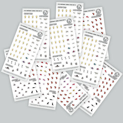 Hunterman's Journal Companion Sticker Sheets 01+02 | Mixed Pack of 10 Sheets, 5 per Design