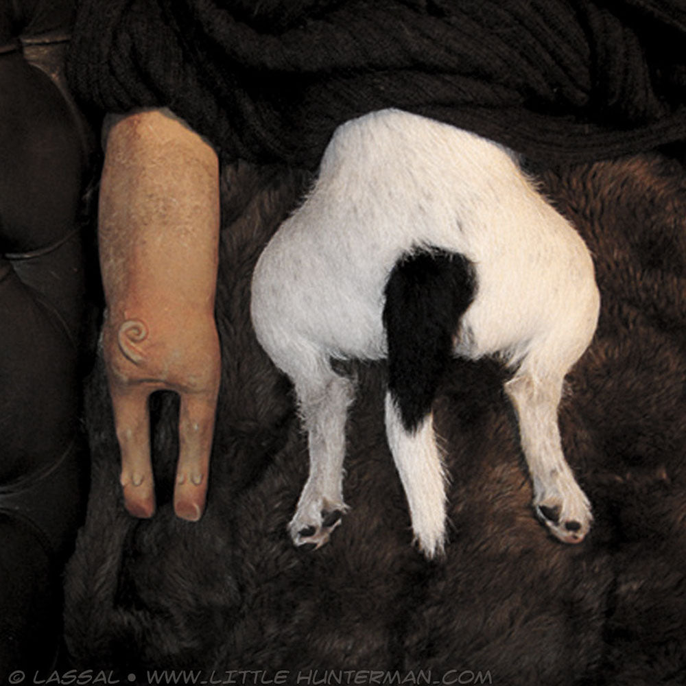 Little Hunterman  and his pig-friend rather won't look