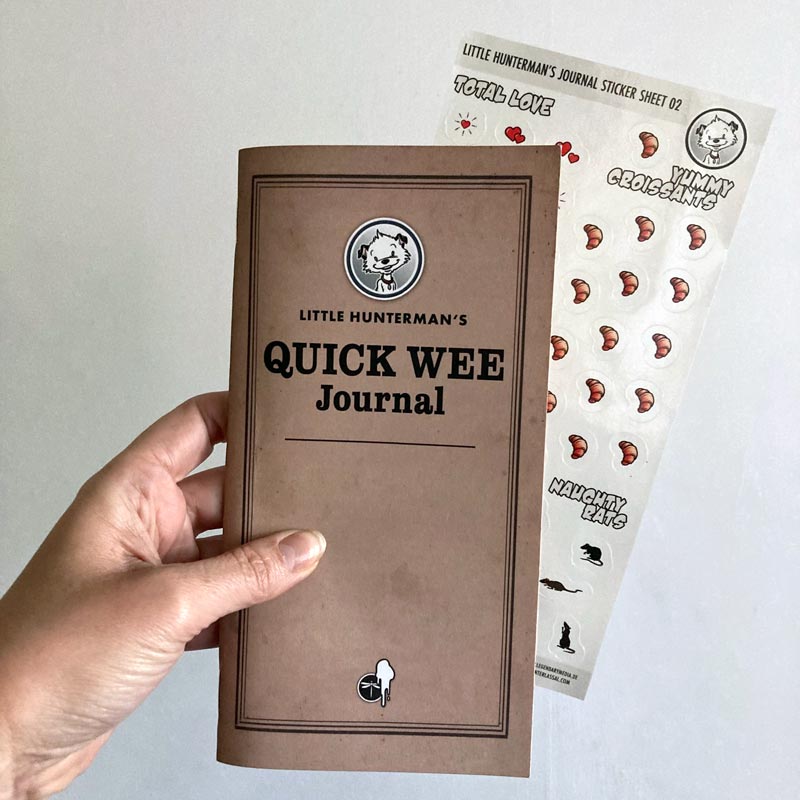 The sticker sheets are sized to fit inside the Little Hunterman Quick Wee Journals by being slightly smaller.