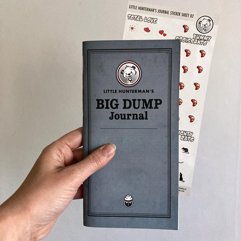 The sticker sheets are sized to fit inside the Little Hunterman Big Dump Journals by being slightly smaller.