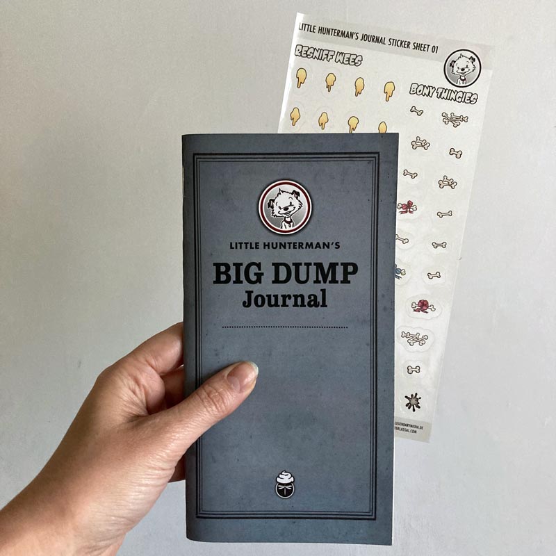 The sticker sheets are sized to fit inside the Little Hunterman Big Dump Journals by being slightly smaller.