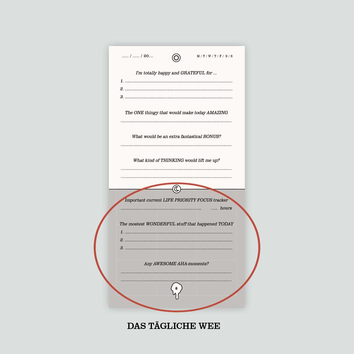 Huntermanns Quick-WEE Journal: der abendliche Eintragsbereich