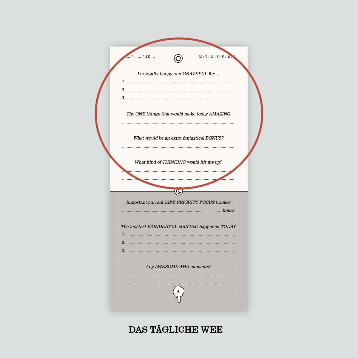 Huntermanns Quick-WEE Journal: der morgendliche Eintragsbereich