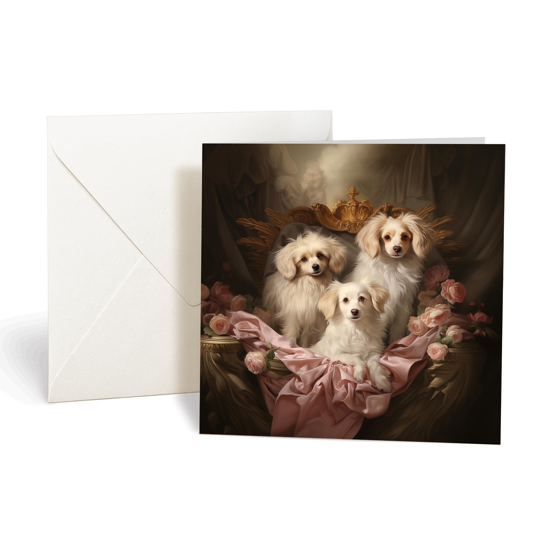 This product includes one M001 "Matchmaker Dogs" greeting card from the Matchmaker Dogs design set. It comes with a 16x16cm envelope.