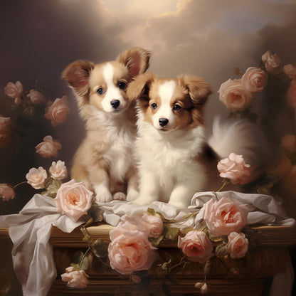 One of Flynn's 'Matchmaker Dog' greeting card designs. Each card comes with an envelope. Detail.