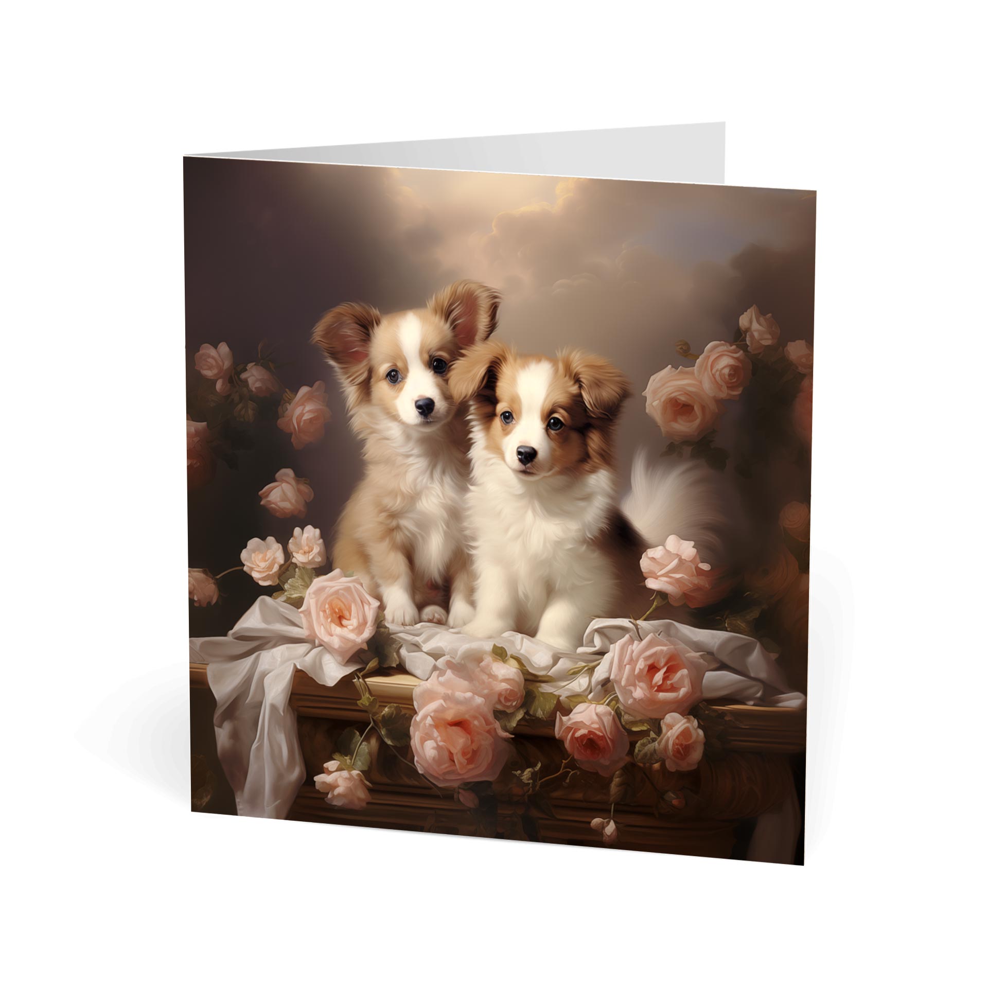 One of Flynn's 'Matchmaker Dog' greeting card designs. Each card comes with an envelope. Detail.