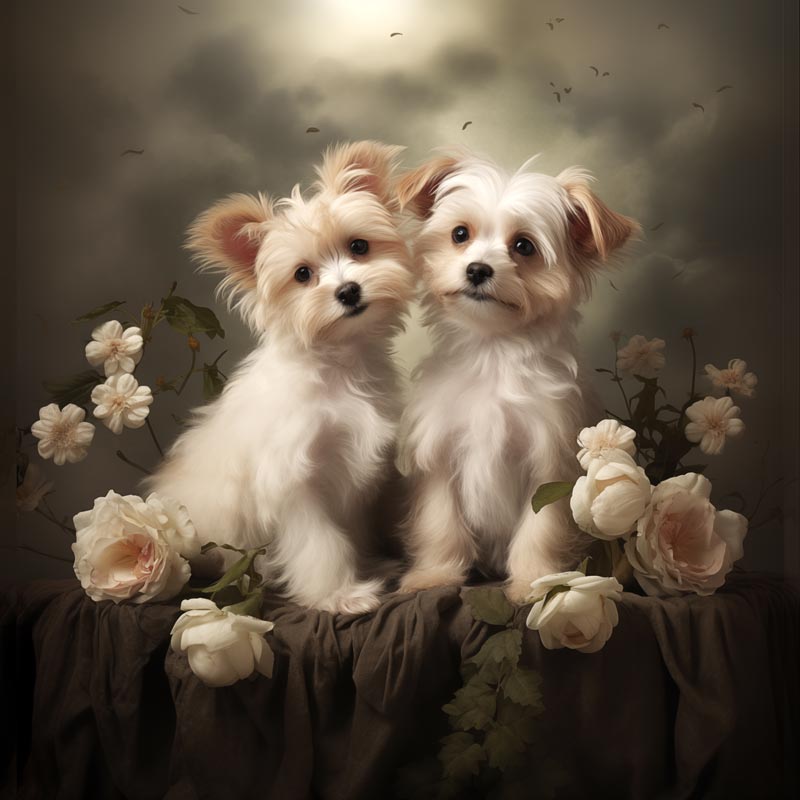 One of Flynn's 'Matchmaker Dog' greeting card designs. Each card comes with an envelope. Detail.