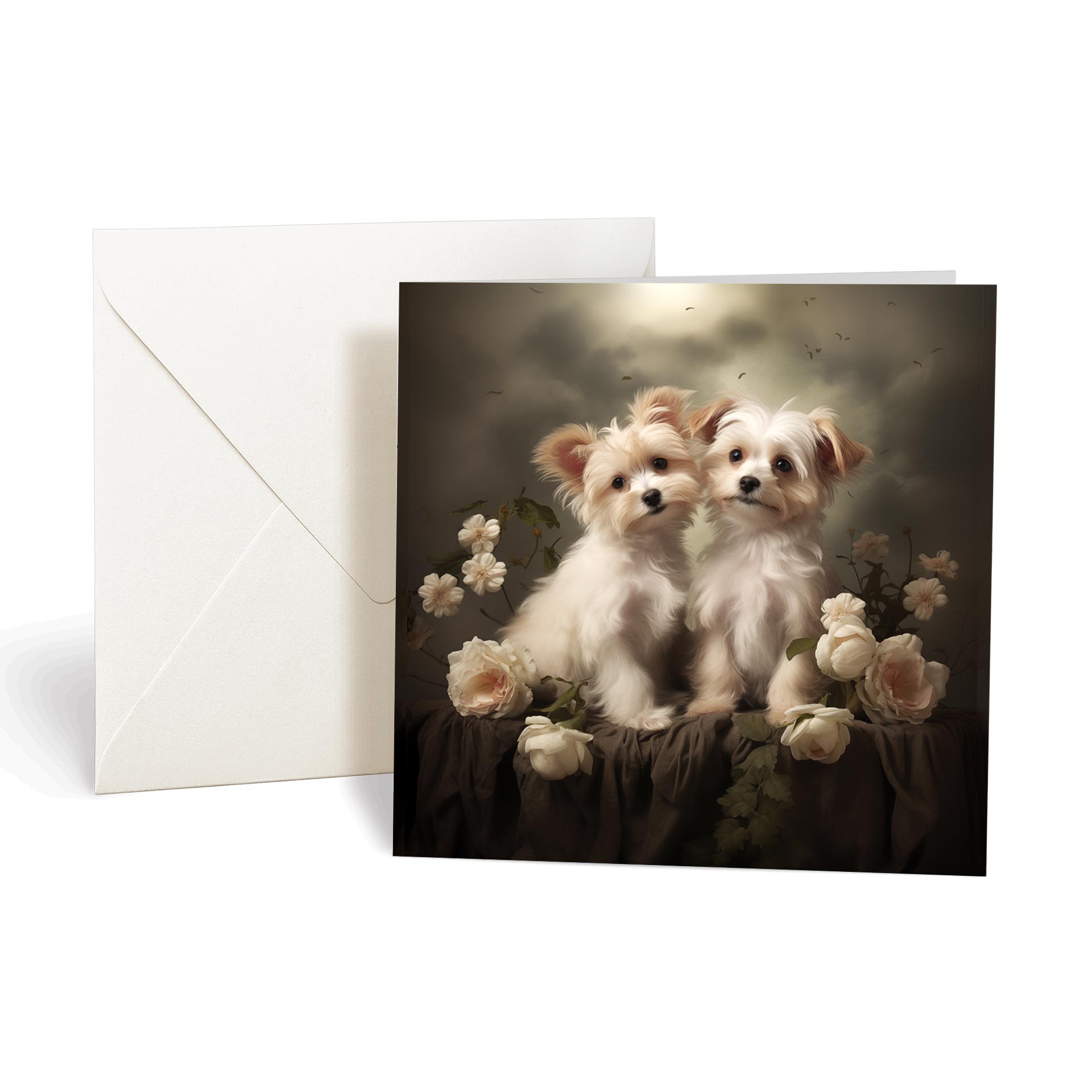 This product includes one M003 "Matchmaker Dogs" greeting card from the Matchmaker Dogs design set. It comes with a 16x16cm envelope.