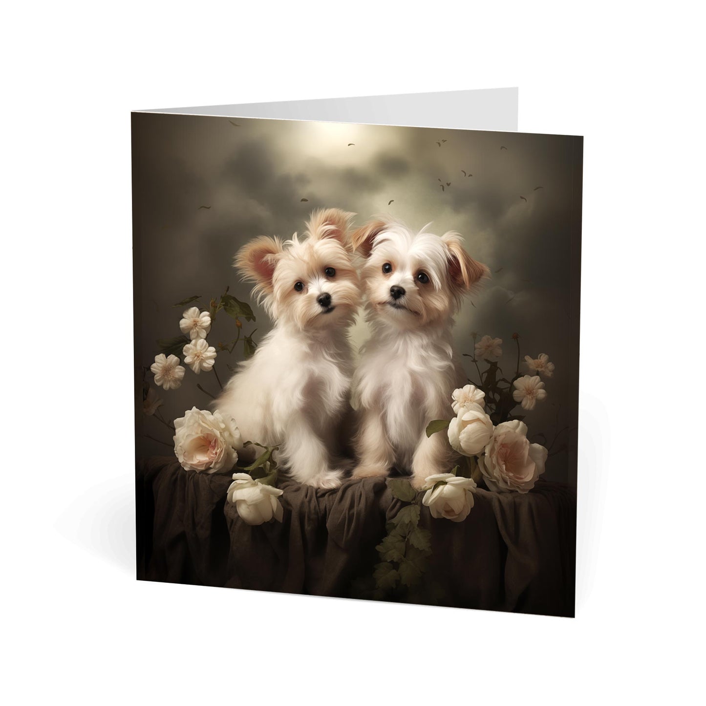 One of Flynn's 'Matchmaker Dog' greeting card designs. Each card comes with an envelope. Detail.