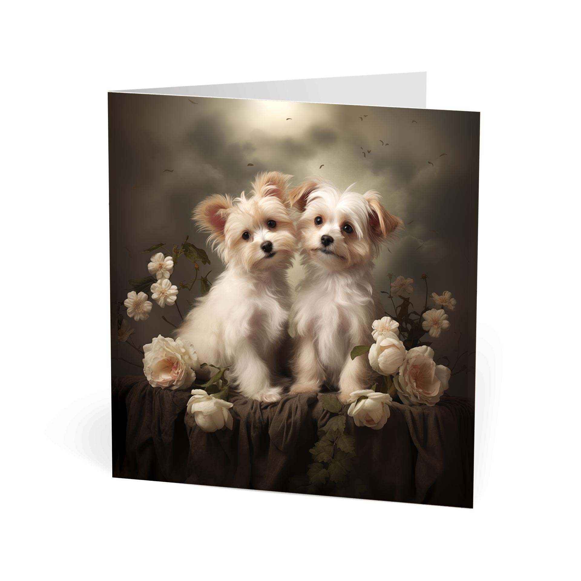 One of Flynn's 'Matchmaker Dog' greeting card designs. Each card comes with an envelope. Detail.