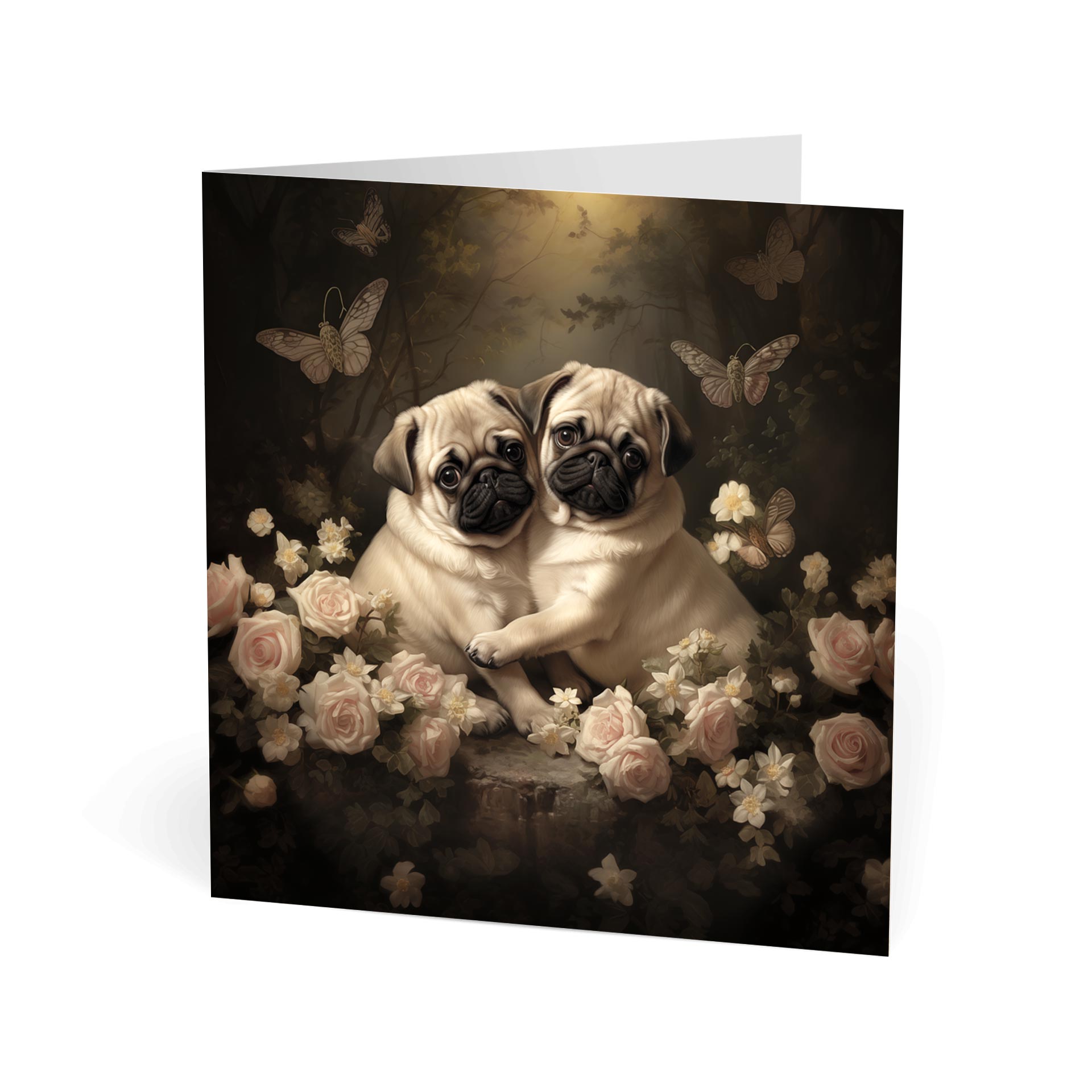 One of Flynn's 'Matchmaker Dog' greeting card designs. Each card comes with an envelope. Detail.