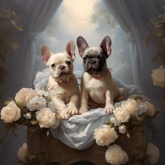 One of Flynn's 'Matchmaker Dog' greeting card designs. Each card comes with an envelope. Detail.
