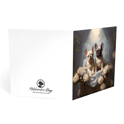 One of Flynn's 'Matchmaker Dog' greeting card designs. Each card comes with an envelope. Detail.