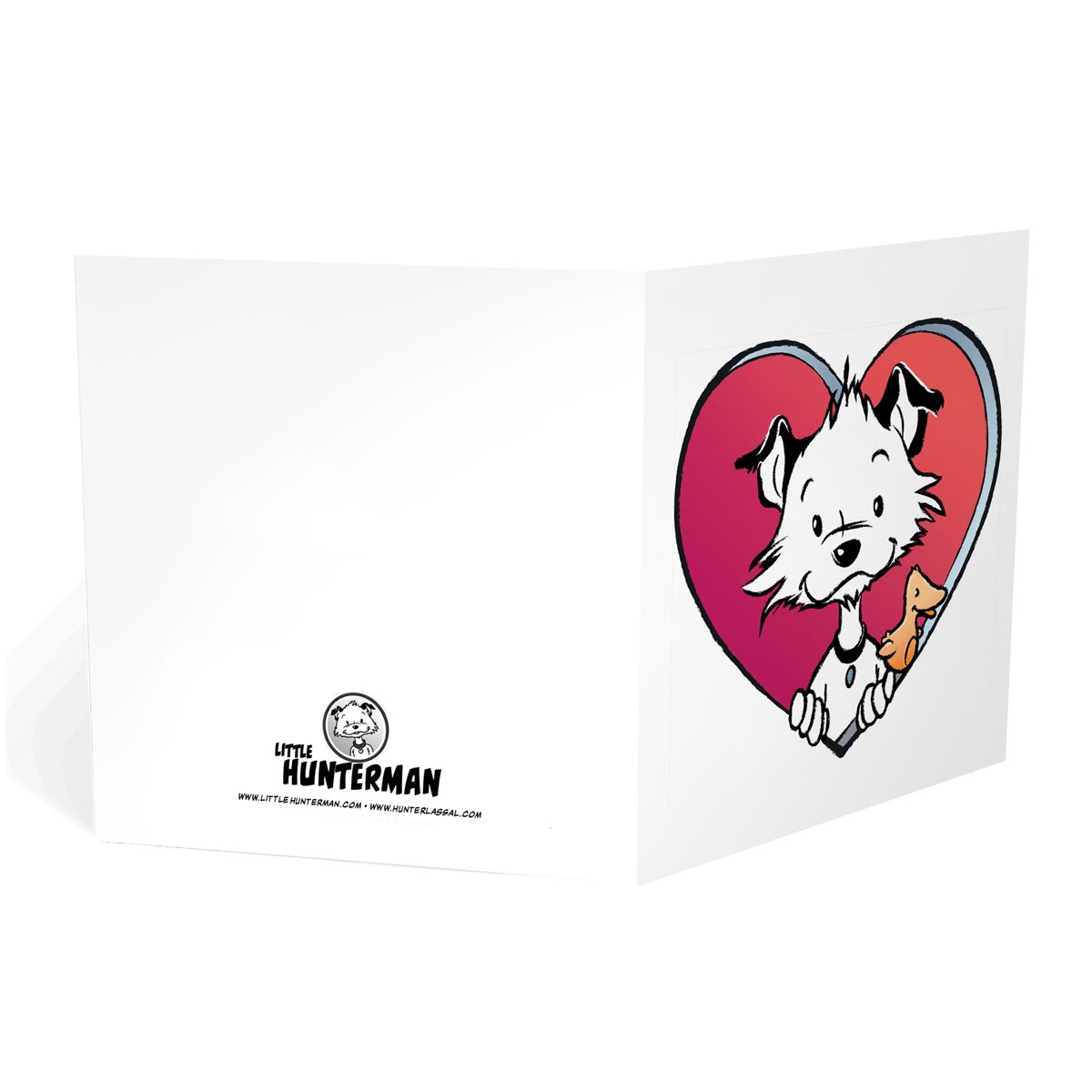 Little Hunterman So Totally Loves You:  Greeting Card Design Card Set #LHM001 - folded card: front and back
