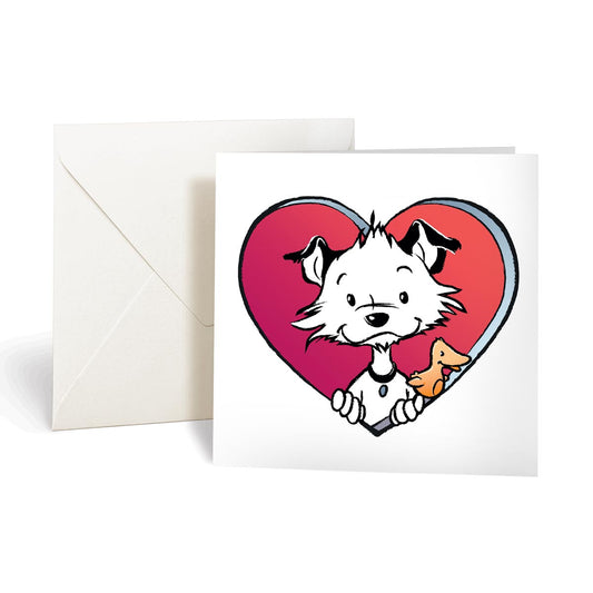 Little Hunterman So Totally Loves You:  Greeting Card Design Card Set #LHM001 - folded card with envelope